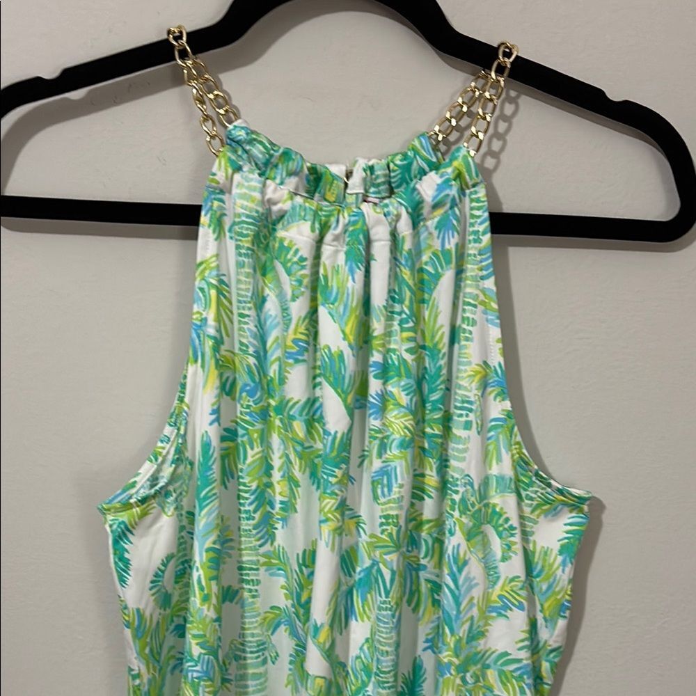 Lilly Pulitzer Tropical Green and Pink Halter / Tank Top - Picture 2 of 7